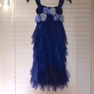 Biscotti Girls Blue Tulle Flowers Dress Size 10/12